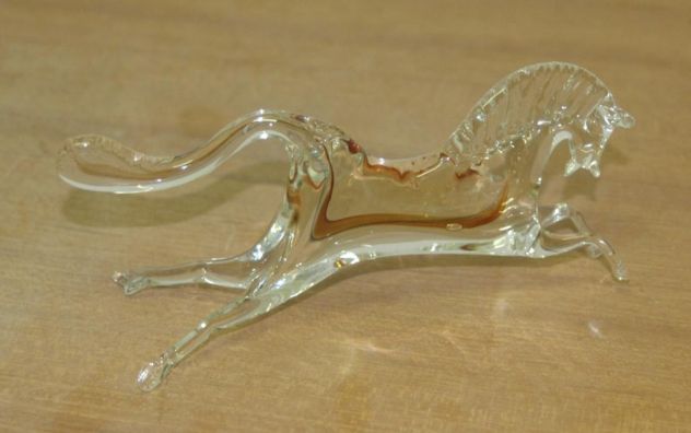 2 Nuovi Oggetti Soprammobili, Orologio e Cavallo, in Vetro - Foto 4