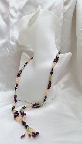 RAFFINATA COLLANA LUNGA CON NAPPETTA IN TORMALINA, CRISTALLO E PERIDOTO. - Foto 5