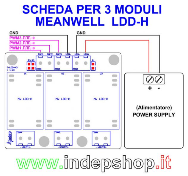 Scheda per moduli Meanwell LDD-H - Foto 3