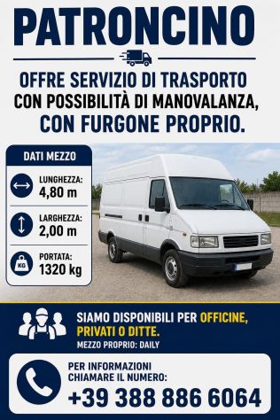 Patroncino con Daily di 4.80 offre servizio di trasporto per privati officine ec - Foto 2