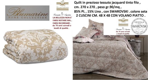 Trapunta leggera BLUMARINE in prezioso tessuto jacquard + 2 cuscini arredo - Foto 2
