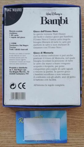 Carte Bambi,gioco di memoria &amp; dell'uomo nero.Walt Disney-Dal Negro - Foto 3