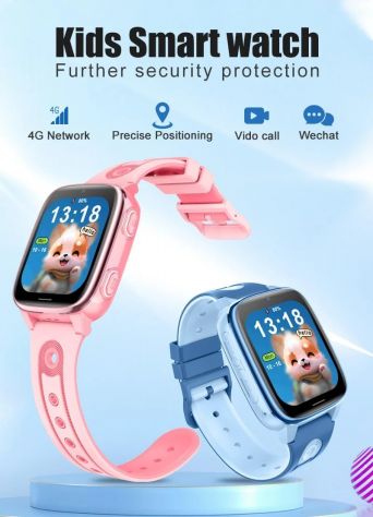 Smartwatch bambini 4G SIM SOS videochiamata GPS LBS WiFi scuola NERO - Foto 6