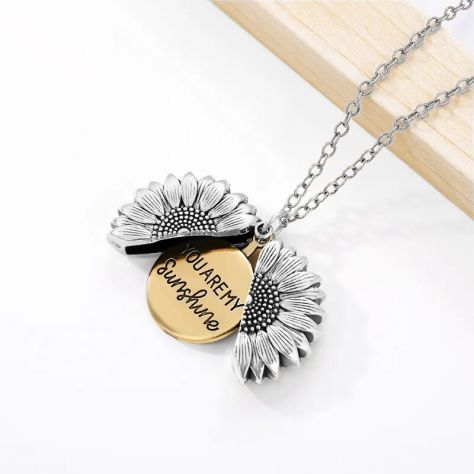 COLLANA DEDICA CIONDOLO GIRASOLE SUNSHINE INSCRIPTION SUNFLOWER PENDANT NECKLACE - Foto 3