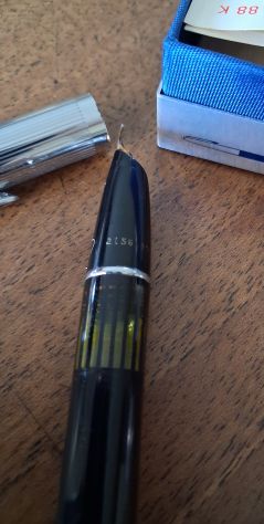 Aurora 88 K Penna Stilografica Nero e acciaio . Vintage usata buono stato co - Foto 2
