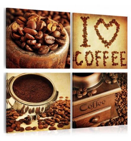 Quadro I Love Coffee - 4 Quadri - ARREDALACASA