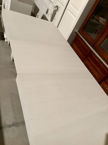NUOVO TAVOLO Cm. 160x90 all. Cm. 410x90 LEGNO NOBILITATO FIN. BIANCO CONSUMATO - Foto 7