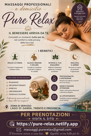 Massaggi professionali a domicilio – Lago di Garda e Trento | Pure Relax