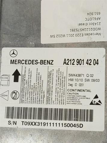 CENTRALINA AIRBAG MERCEDES Classe E S. Wagon W212 A2129014204 (09) - Foto 2