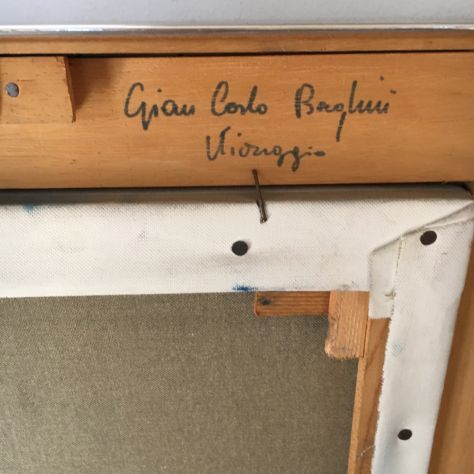 QUADRO GIAN CARLO BAGLINI 1970 PIANETA BLU OLIO SU TELA IN OTTIMO STATO - Foto 2