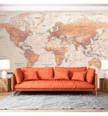 Fotomurale Adesivo Con La Mappa Del Mondo Arredalacasa