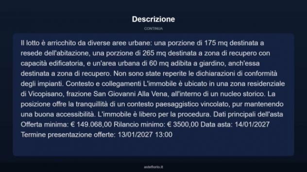Immobile in asta di 211 m² con più di 5 locali in vendita a Vicopisano - Foto 12