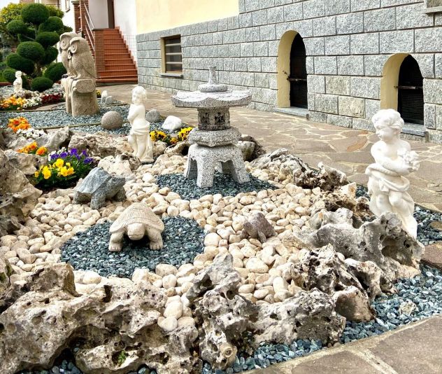 Lanterna-Giapponese Oki Gata Rokkaku Yukimi in pietra granito - Foto 4