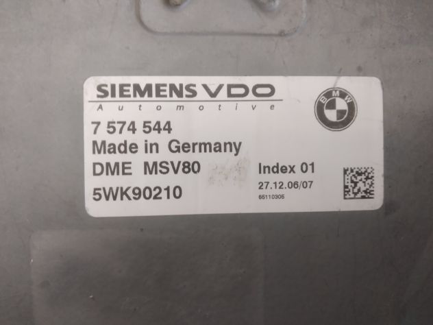Centralina motore Siemens, BMW, 7574544, 7 574 544, DME MSV80, 5WK90210, Indice