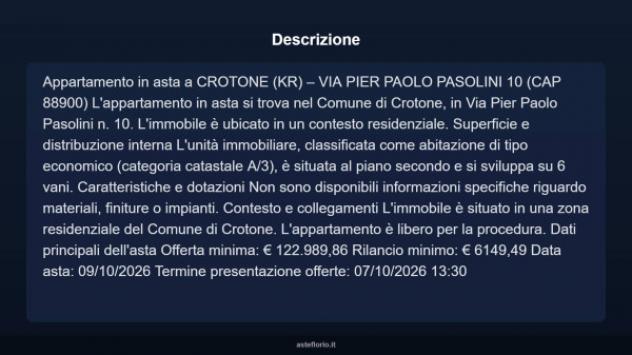 Immobile in asta di 89 m² con più di 5 locali in vendita a Crotone - Foto 7