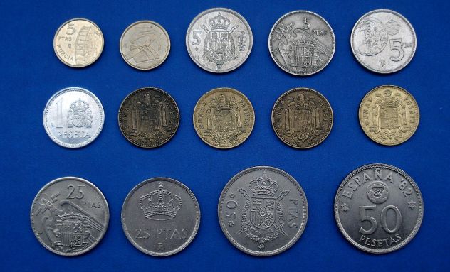 MONETE SPAGNA LOTTO DI 13 MONETE PRE EURO TIPOLOGIA E ANNI DIVERSI - Foto 2