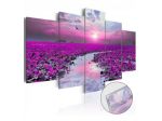 Quadro Con Fiorellini Viola Cm.100x50 O 200x100 Vetro Acrilico