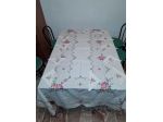 Set Tovaglia grande puro Cotone ricamata a mano Vintage 11 Tovaglioli coordinati