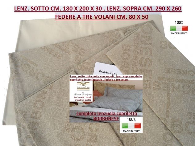 Lenzuola complete BORBONESE matrimoniali diversi modelli - Foto 10