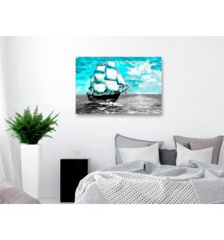 Quadro Veliero - Azzurro - Cm.90x60 E 120x80 ARREDALACASA - Foto 2