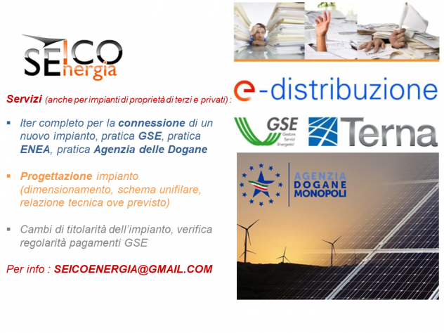 GSE - TERNA - AGENZIA DOGANE - PARCO AGRISOLARE- FOTOVOLTAICO - CONTO TERMICO