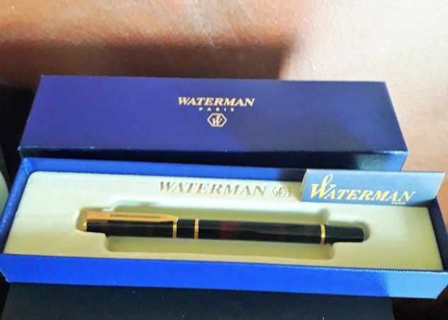 Penna a sfera Waterman vintage laccata maculata metallo dorato anni 70 funzi