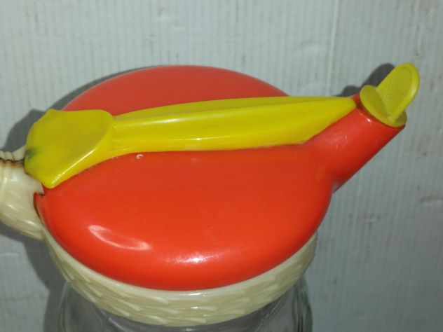 Brocca in vetro con manico in plastica o altro vintage anni 60 per succhi fabbri - Foto 5