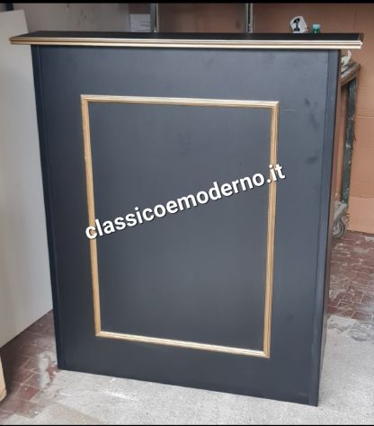 Bancone reception nero e oro barbershop centro estetico con spedizione