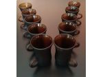 Set di 10 bicchieri vintage da caffè/liquore in vetro ambrato