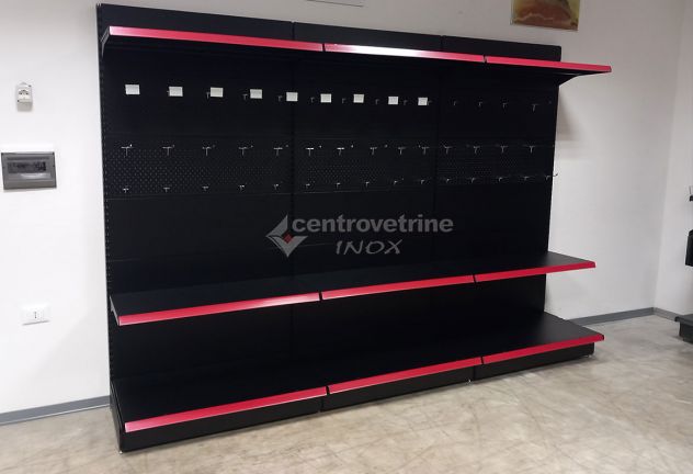 SCAFFALE IN FERRO NERO CON FORATI DA 303 CON PIANO BASE 40 E PIANI DA 40 - Foto 3