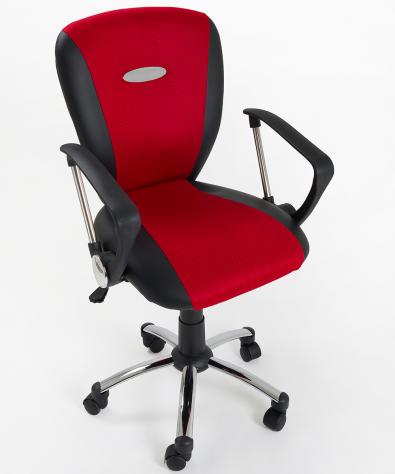 POLTRONA UFFICIO ERGONOMICA GIREVOLE IN MESH/ECOPELLE NERO ROSSO - DIREZIONALE MODELLO SLASH - NUOVA - Foto 2