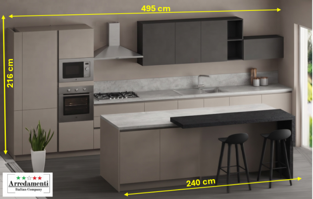 CUCINA LINEARE NUOVA CUCINE MODERNE CON ISOLA CON ELETTRODOMESTICI COMPRESI - Foto 2