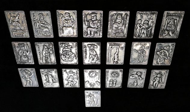 (RARITÀ ASSOLUTA) I 22 ARCANI MAGGIORI DEI TAROCCHI IN ARGENTO. PEZZO UNICO. - Foto 3