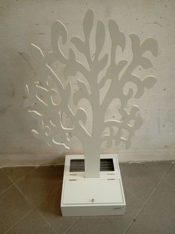 Espositore portagioie in legno bianco a forma di Albero con cassetto alla base, - Foto 4