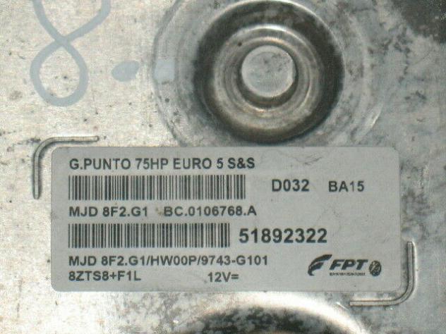 51892322 FIAT PUNTO EVO MARELLI MJD 8F2.G1 51892322 75HP BC0106768A HW00P - Foto 2