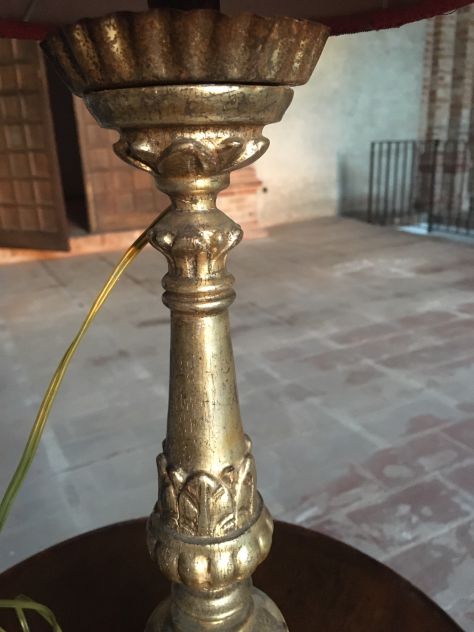 Candelabro antico abat-jour paralume rosso - Foto 4