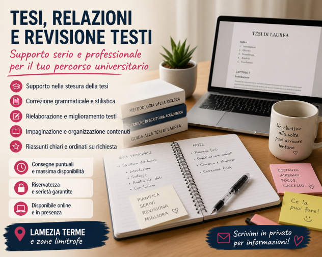 Supporto tesi e revisione testi  veloce e professionale