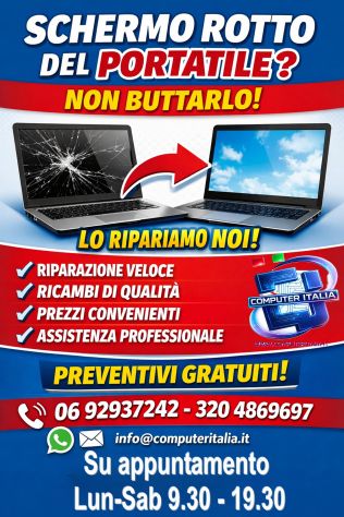 SOSTITUZIONE SCHERMO COMPUTER ROMA LENOVO ACER HP APPLE DELL ASUS MSI SURFACE