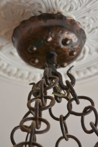 Magnifico Lampadario Antico in Bronzo – Stile Medievale/Rinascimentale - Foto 7