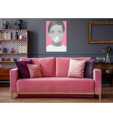 Quadro Donna Con La Gomma Da Masticare - ARREDALACASA - Foto 2