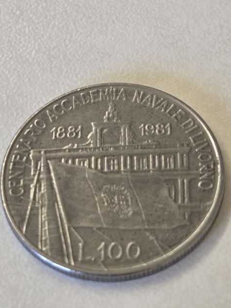 Numismatica moneta da 100 lire repubblica it. del 1981 100° Accad. Nav. Livorno - Foto 2