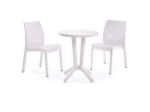 Set tavolo + 2 sedie bistro bianco rattan interno esterno