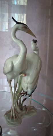 Figurina  in porcellana  coppia  aironi  marchiata  dalla manifattura tedesca Hu - Foto 3