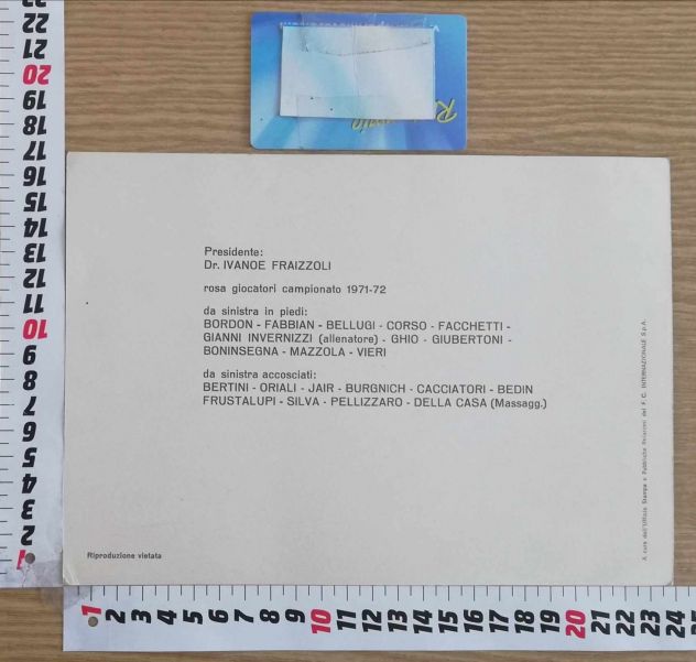 Foto cartolina (postcard) F.C. Internazionale 1971/72 - Foto 2