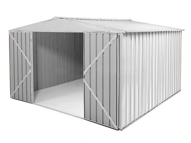 Box prefabbricato, casetta da giardino in lamiera zincata. Capanno deposito attrezzi in Acciaio Zincato 3.60 x 3.45 m x h2.12 m - Peso 150 KG – 12,42 - Foto 3