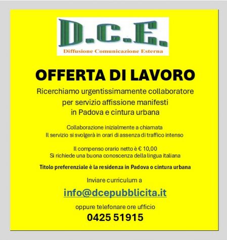 Padova collaboratore affissione manifesti