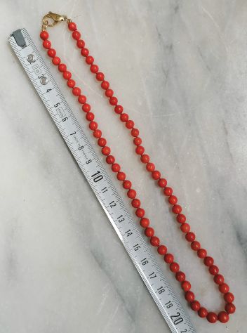 COLLANA SCALARE IN AUTENTICO CORALLO ROSSO MEDITERRANEO CHIUSURA ARGENTO. - Foto 10