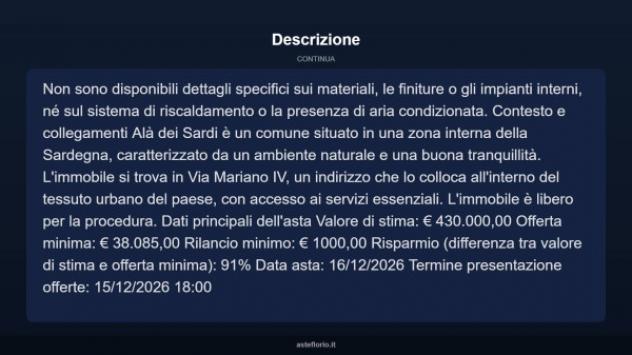 Immobile in asta di 298 m², box auto in vendita a Alà dei Sardi - Foto 6
