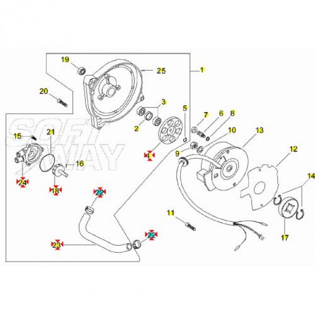 Kit revisione pompa acqua scooter 50 motore Minarelli - Foto 4