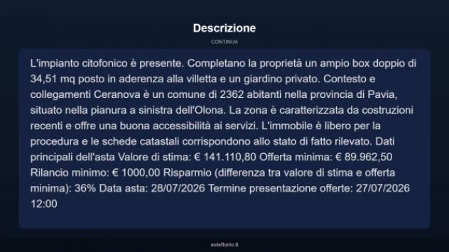 Immobile in asta di 121 m² con più di 5 locali e box auto doppio in vendita a Ceranova - Foto 13